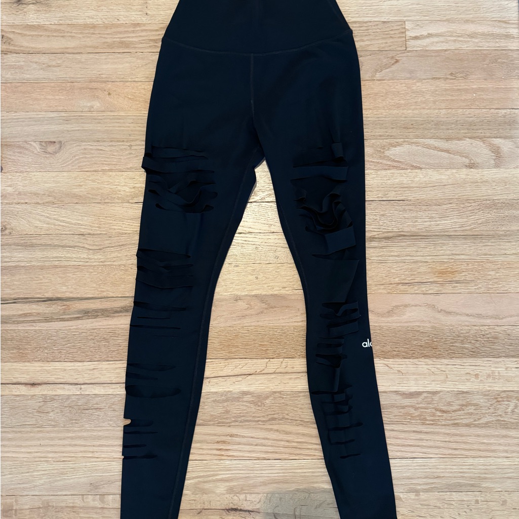 Alo Yoga Black High-Rise Seamless Leggings With Cutouts